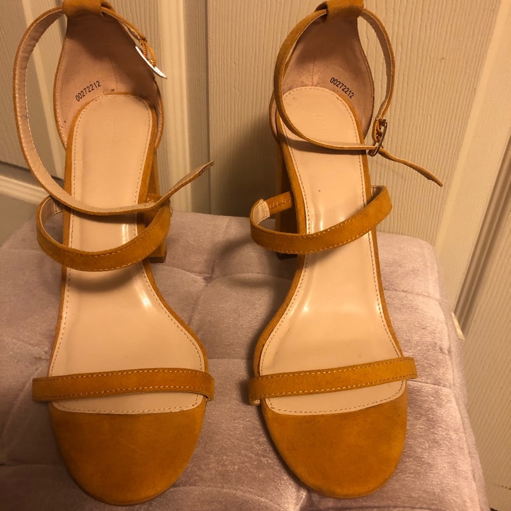 Mustard Colored Strappy Heels